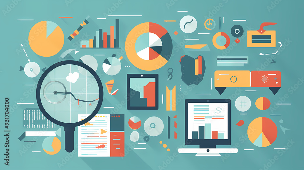 Report analysis and business research flat,Marketing concepts collection vector image Report analysis and business research flat,Marketing concepts collection vector image