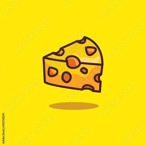Yellow cheese wedge with holes and bite marks. Perfect for food blogs, restaurant menus, packaging designs, and social media posts.