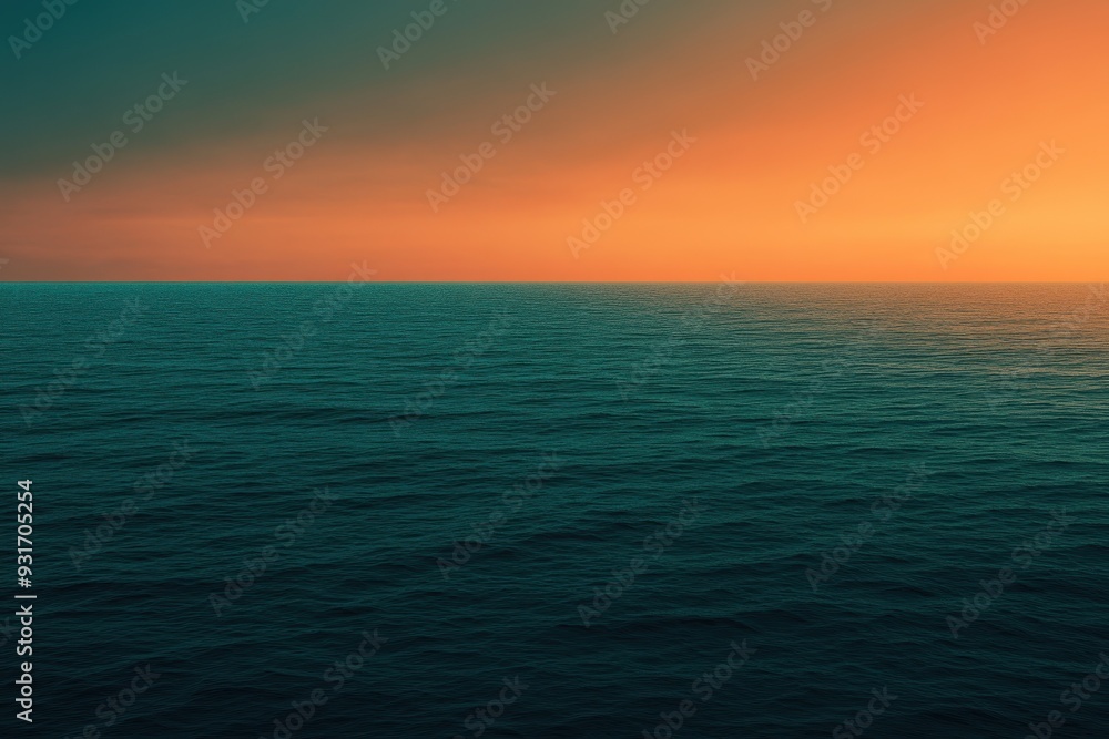 Fototapeta premium A gradient moving from a warm orange to a cool teal with a subtle grain effect, resembling a sunset over the ocean.