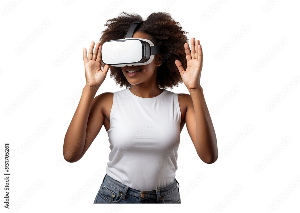 Immersive Virtual Reality Experience - Woman Wearing VR Headset in PNG Image Immersive Virtual Reality Experience - Woman Wearing VR Headset in PNG Image