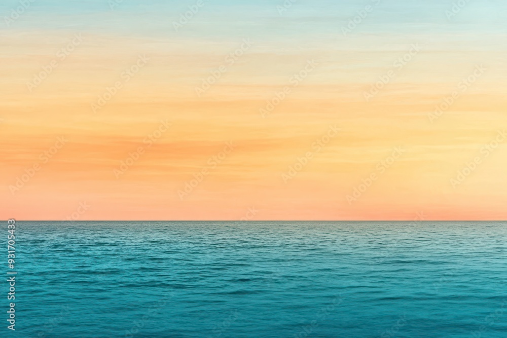 Naklejka premium A gradient moving from a warm orange to a cool teal with a subtle grain effect, resembling a sunset over the ocean.
