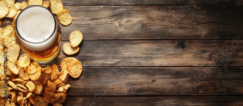 Lager beer and snacks on a ...