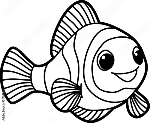 Photography Clown fish coloring outline vector illustration