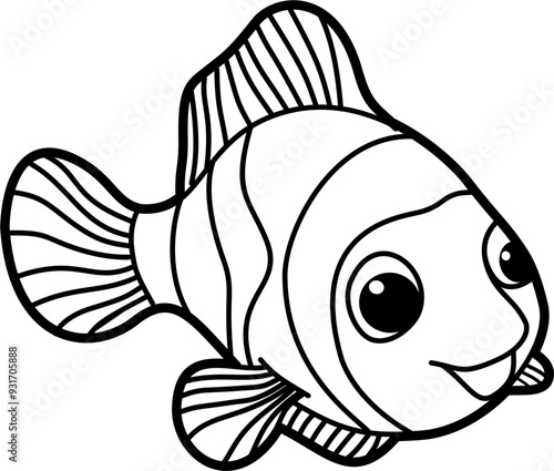 Photography Clown fish coloring outline vector illustration