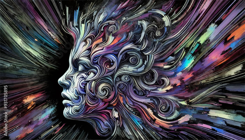 Abstract illustration of a chaotic mind Generative AI