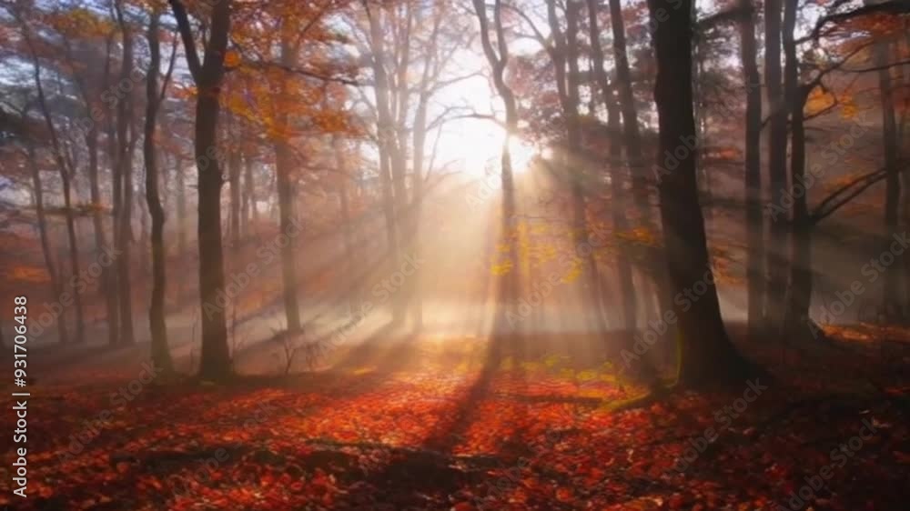 Beautiful Sunlight shining on tree branches in autumn forest Beautiful Sunlight shining on tree branches in autumn forest