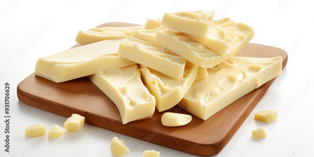 White Chocolate on a Wooden Cutting Board