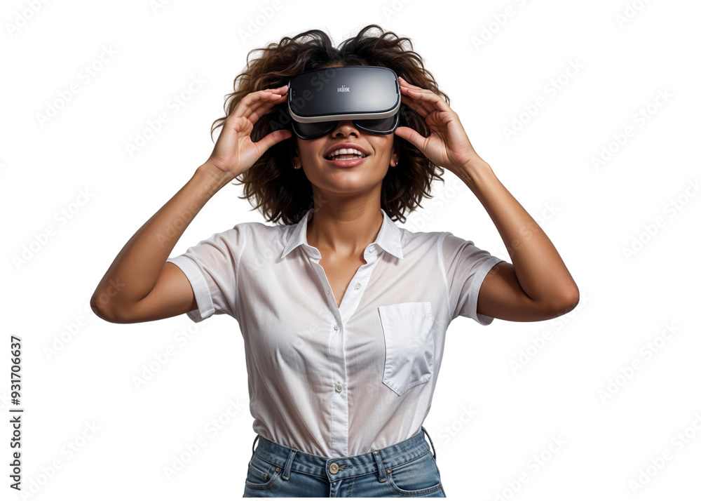 Immersive Virtual Reality Experience - Woman Wearing VR Headset in PNG Image Immersive Virtual Reality Experience - Woman Wearing VR Headset in PNG Image
