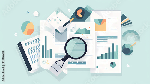 Report analysis and business research flat,Marketing concepts collection vector image