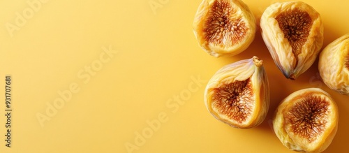 Dried figs on a colored bac...