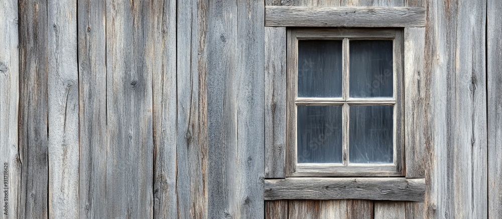 Old window on a wooden wall. with copy space image. Place for adding text or design Old window on a wooden wall. with copy space image. Place for adding text or design