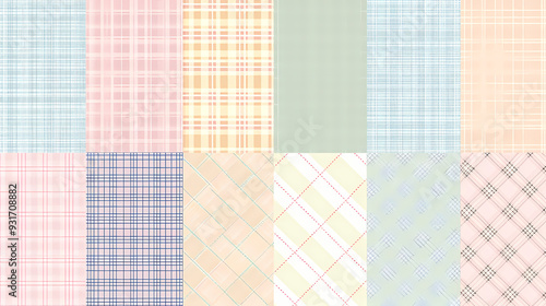 Plaid pattern seamless ornate set pastel color vector image photo