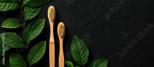 Wooden toothbrushes and gre...