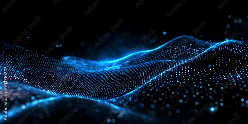 Glowing Light Effect with Dots and Lines on Black Background for Tech Design Glowing Light Effect with Dots and Lines on Black Background for Tech Design