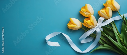 Yellow tulip flowers with a...