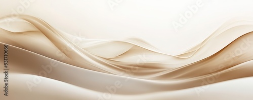 Abstract beige waves on white background, 3d