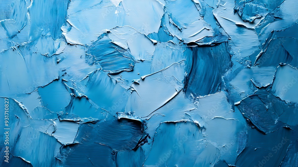 Obraz premium Abstract blue oil painting background with thick brushstrokes.