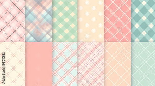 Plaid pattern seamless ornate set pastel color vector image