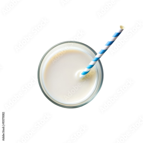 glass of milk with straw