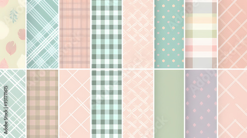 Plaid pattern seamless ornate set pastel color vector image