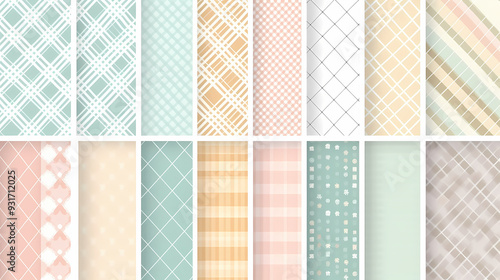 Plaid pattern seamless ornate set pastel color vector image