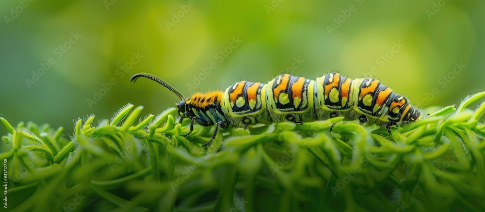 Fototapeta premium Monarch larva. with copy space image. Place for adding text or design