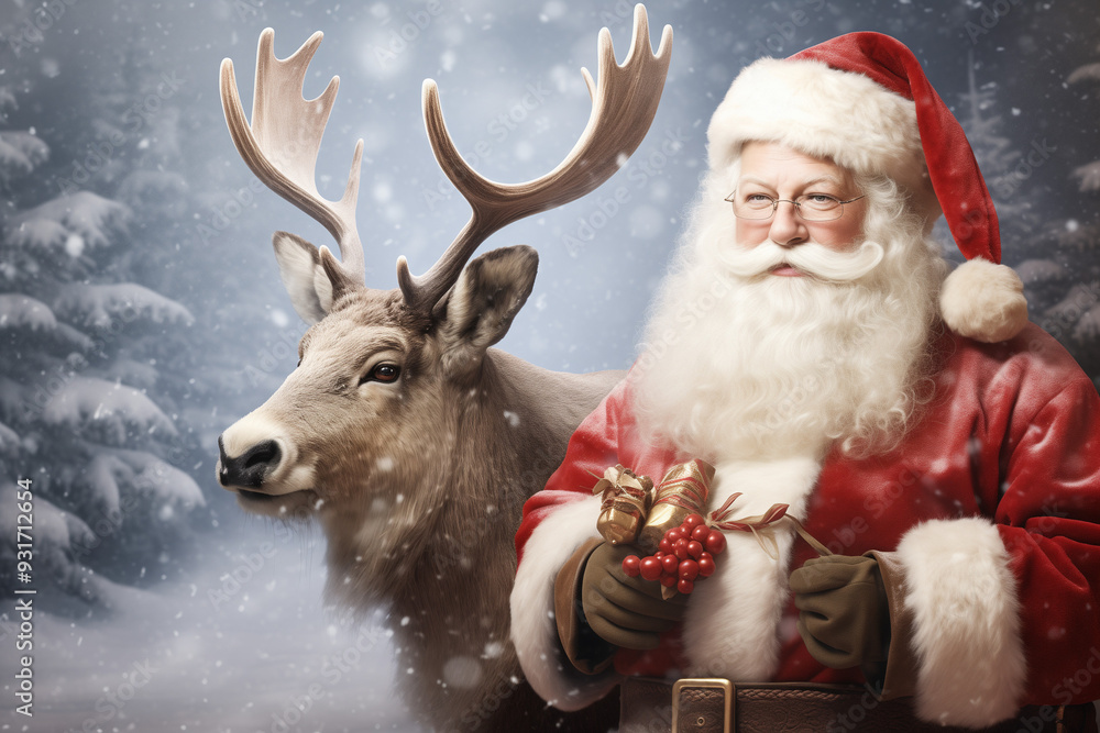 santa claus with reindeer santa claus with reindeer