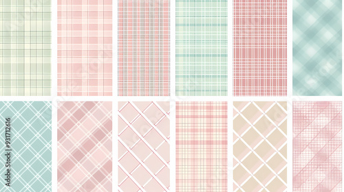 Plaid pattern seamless ornate set pastel color vector image