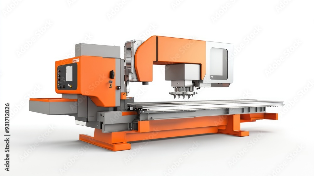 Orange and Gray CNC Machining Center with Automated Tool Changer Orange and Gray CNC Machining Center with Automated Tool Changer