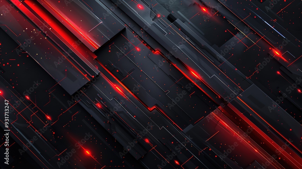 Abstract black and red digital background with glowing lines. Abstract black and red digital background with glowing lines.