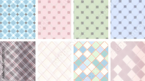 Plaid pattern seamless ornate set pastel color vector image