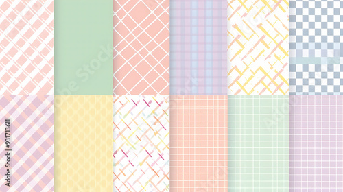 Plaid pattern seamless ornate set pastel color vector image