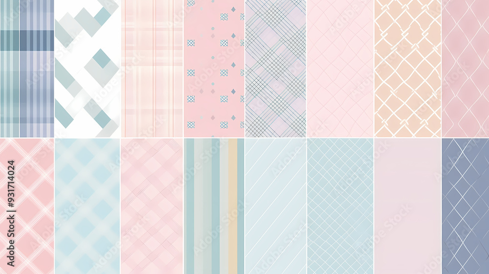 Fototapeta premium Plaid pattern seamless ornate set pastel color vector image