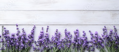Lavender on white wooden pl...
