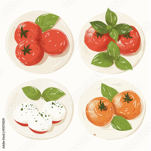 Clipart of Caprese Salad Simple and Mi