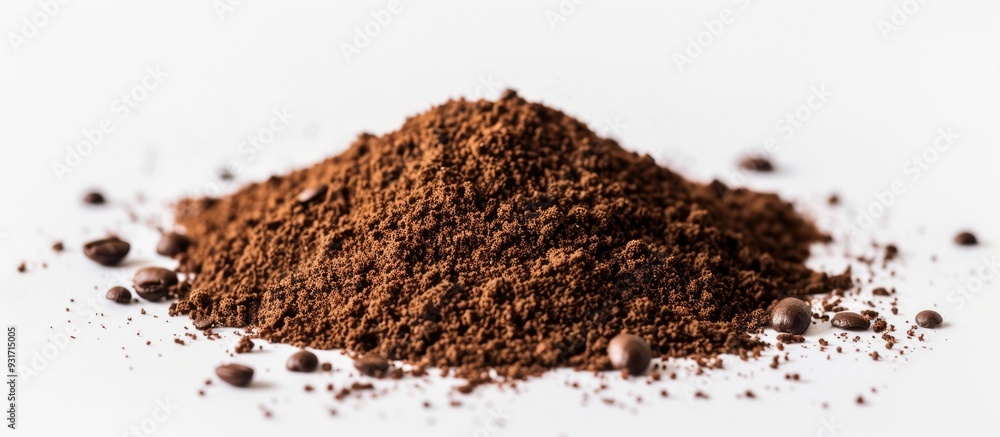 Coffee grounds separated on a white background. with copy space image. Place for adding text or design Coffee grounds separated on a white background. with copy space image. Place for adding text or design