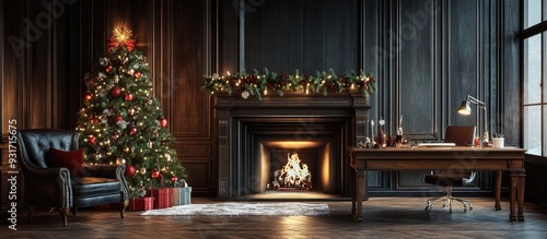wooden desk Christmas tree ...