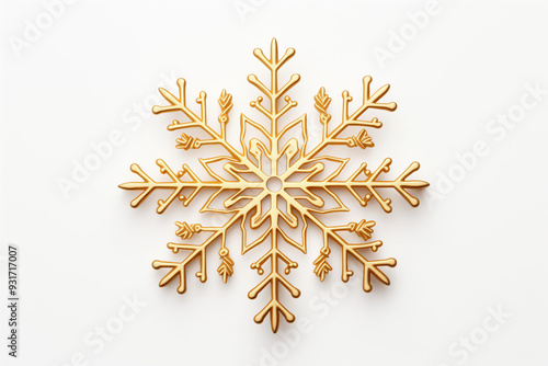 Gold snowflake on a white background 