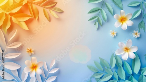 A vibrant floral background featuring colorful leaves and delicate flowers, perfect for spring-themed designs.