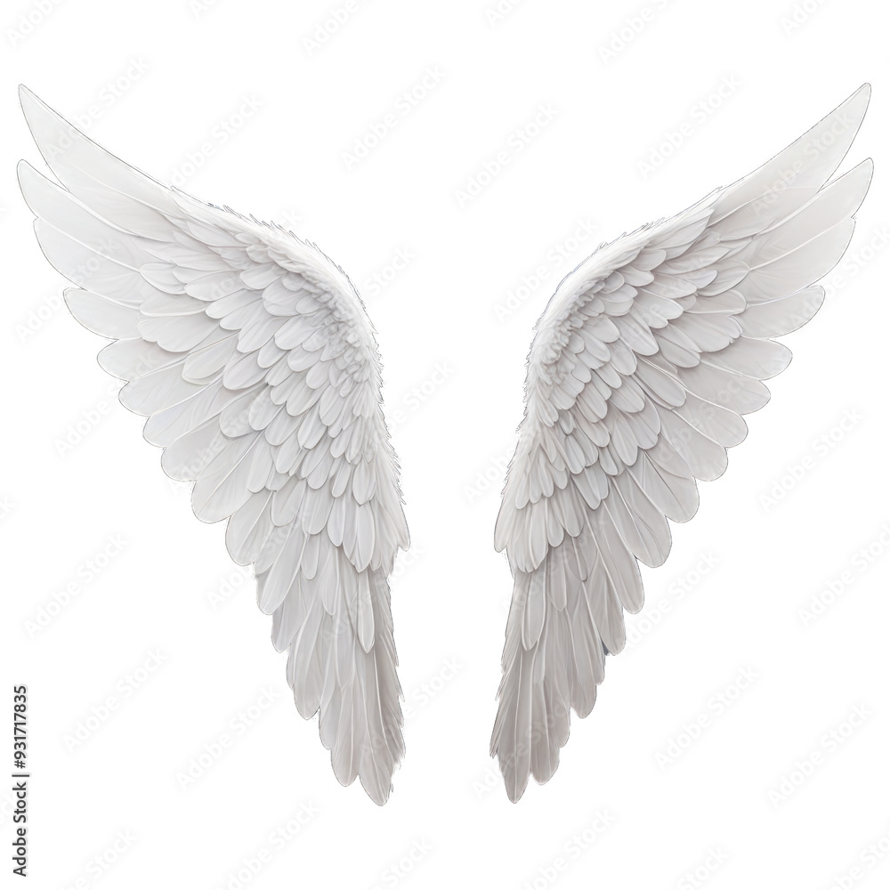 Fototapeta premium Pair of White Angel Wings isolated on transparent background