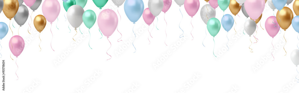 Soft light Colorful balloons popped on a white background 3D multi colored balloon vector illustration design with colorful confetti for party celebration Soft light Colorful balloons popped on a white background 3D multi colored balloon vector illustration design with colorful confetti for party celebration