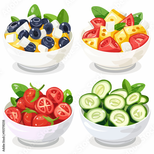 Vector Greek Salad simple and mini