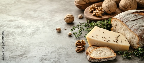Cheese bread walnuts and th...