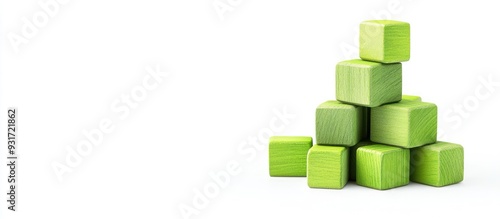 Green wooden blocks and bui...