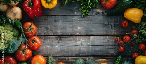 vegetables on a wooden tabl...