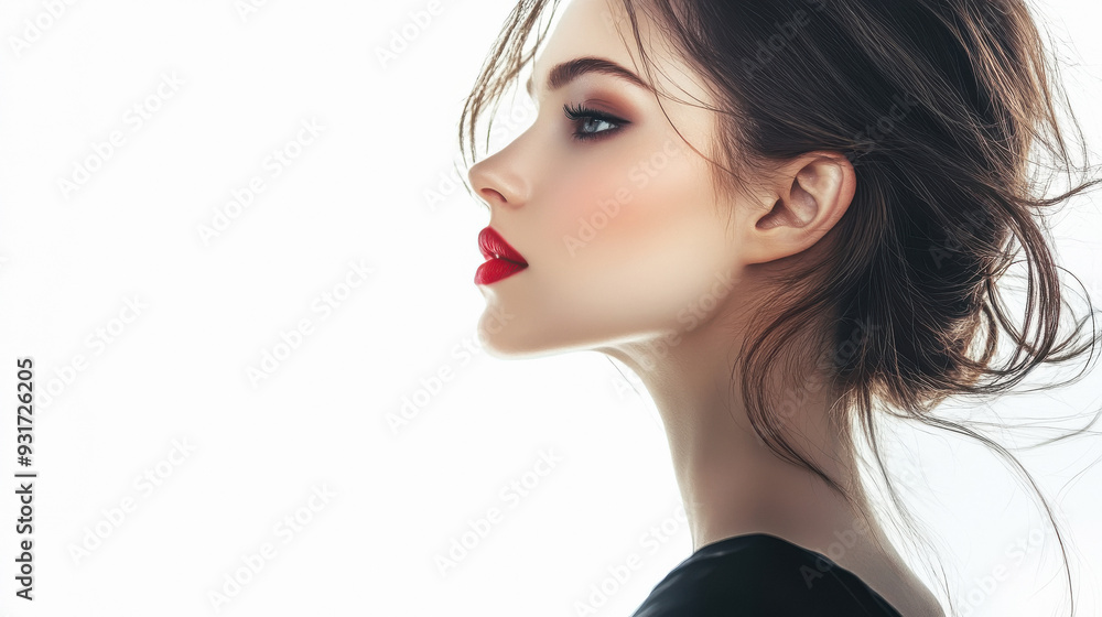 young beautiful woman standing on white background young beautiful woman standing on white background