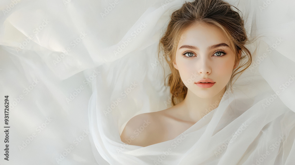 young beautiful woman standing on white background young beautiful woman standing on white background