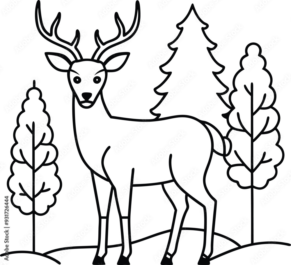 Delightful deer coloring book page, featuring a cute black and white graphic perfect for young artists.
Delightful deer coloring book page, featuring a cute black and white graphic perfect for young artists.
