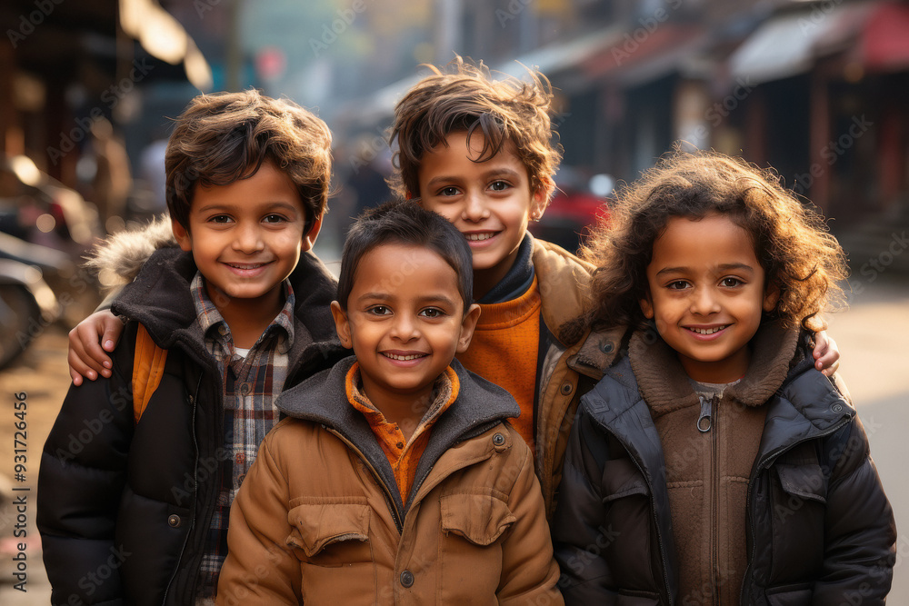 happy school children standing together happy school children standing together