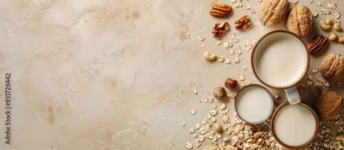 Cedar nut milk on a beige t...